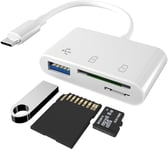 Lecteur Carte SD - Adaptateur Carte SD USB c,Lecteur Carte SD USB c,3 en 1 Lecteur pour SD,TF,USB. Peut être connecté aux téléphones Mobiles,tablettes,appareils Photo,etc.(Blanc)(Q1060)