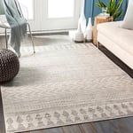 Livabliss Oslo Tapis Géométrique Scandinave - Tapis Salon, Salle à Manger, Chambre, Cuisine - Tapis Design Boheme Chic, Berbere Moderne, Tapis Poil Court 140x200cm - Blanc Cassé, Gris, Anthracite