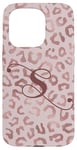 Coque pour iPhone 15 Pro Letter S Initial Leopard Rose Pink Cheetah Monogram