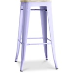 Tabouret de Bar - Design Industriel - Acier & Bois - 76cm - Stylix Lavande