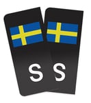 Hova S-Märke Svenska Flaggan Nummerskylt Svart/Vit 900807-F