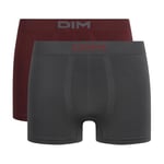 DIM Boxer Seamless Micro x2, Gris/Rouge/Vert, 43-46 (Lot de 2) Homme