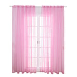 VOSAREA Voile Window Curtain Romantic Silver Star Foil Window Treatment Glitter Stars Sheer Curtains Panel for Girl Kids Bedroom Living Room- 100 * 270CM (Pink)