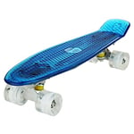 WeSkate Cruiser Skateboard Complet, 55 cm, Penny Board avec Roues PU LED, roulement ABEC-7, Cadeau pour Adultes, Adolescents, Enfants, garçons, Filles, Blu+Bianco, Taille unique