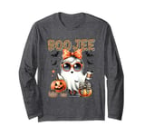 BOO JEE Halloween Cute Girl Ghost Coffee Lover Pumpkin Latte Long Sleeve T-Shirt