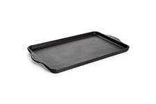 Woll Nowo Plaque de cuisson en fonte de titane Teppan Yaki - Inductif - 43 x 28 cm - Hauteur : 2 cm - Convient pour tous les types de cuisinières, poêle en fonte d'aluminium - Passe au four - Noir