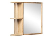 Armoire murale de salle de bain en teck avec miroir et niches - Coloris naturel - CIMAHI