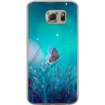 Samsung Galaxy S6 Läpinäkyvä Puhelinkotelo Blå fjäril