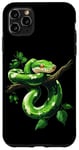 Coque pour iPhone 11 Pro Max Amoureux Drôles De Python D'arbre Vert, Serpents, Reptiles