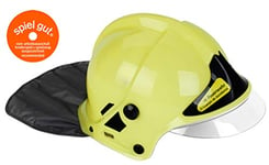 Theo Klein 8903 Casque de pompiers, phosphorescent I Réplique fidèle de l'original en design MSAI Brille la nuit I Visière rabattable I Ajustable I Dimensions : 31 cm x 17,5 cm x 21 cm