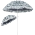 Parasol inclinable Hawaii 195 cm gris clair Parasol de plage Ø 160 cm réglable Jardin terrasse extérieur