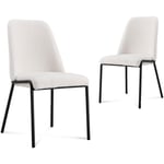 Jess - Lot de 2 chaises contemporaines en tissu bouclette blanc - Blanc