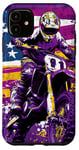 Coque pour iPhone 11 Violet Pop Art Imprimé Animal Drapeau US Dirt Bike Moto