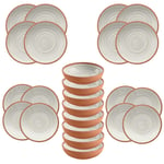 Rustic Swirl - IVORY - Melamine 24 Piece Outdoor Dinnerware - Set for 8