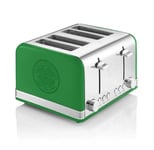 Swan Toaster Celtic 4Slice Retro Toaster Defrost/Reheat/Cancel S/S in Green