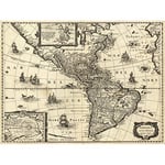 Artery8 Map Hondius 17th Century America Continents Large Wall Art Poster Print Thick Paper 18X24 Inch