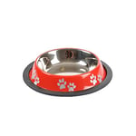 Love Story, Gamelle Motif Pattes Fond Antidérapant INOX 150Ml D15,5/11,5 cm Rouge Brillant