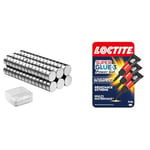 Sapphome 60PCS Petits Aimants de Réfrigérateur,Aimants Néodyme Puissants & Loctite Super Glue-3 Power Gel Mini Dose, colle Forte enrichie en Caoutchouc, Mini-Dose de colle Gel