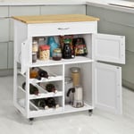 Sobuy Fkw45-Wn Desserte Chariot De Cuisine De Service Roulant, Meuble Armoire De Rangement Cusine Sur Roulettes