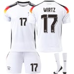 Tyskland Hemma EM 2024 Jersey Fotbollströja Barn Herr Kit No.17 WIRTZ With socks S