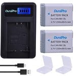 DuraPro 2Pcs 1250mAh NB-13L NB13L Battery + LCD USB Charger for Canon NB-13L PowerShot G5X G7X G9X, G7X Mark II, G9X Mark II,SX720 HS,SX620 HS, SX740 Digital Camera