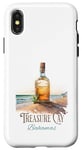 Coque pour iPhone X/XS Treasure Cay Bouteille de rhum Bahamas Scène tropicale de plage Art