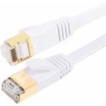 Cat7 Ethernet-kabel 30m Kategori 7, Platt, RJ45, Hög hastighet 10 Gbps Internet för Xbox, PS4, Modem, Router, Switch, PC, TV-box 3m Vit