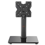 Perlegear Swivel Universal TV Stand/Base - Table Top TV Stand for 19-43 inch LCD LED TVs/Monitor/PC up to 20kg - Height Adjustable TV Mount Stand with Tempered Glass Base, Max VESA 200x200mm