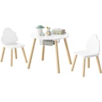 Table Enfant avec Chaise, en mdf et Bois Massif, Table et Chaise Enfant, Ensemble de 1 Table et 2 Chaises pour Enfants, Blanc - Woltu