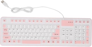 Clavier En Silicone Pliable Clavier Flexible Clavier Enroulable, 106 Touches Étanche À La Poussière Usb Filaire Clavier Silencieux Doux Au Toucher Pour Pc Portable Ordinateur Portable(Rose)