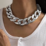 Punk kubansk länk kedja choker halsband guld lätt chunky oval länk kedja halsband statement hip hop smycken