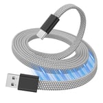 Magtame Câble USB a vers USB C, câble de charge magnétique plat de 1,5 m, câble USB C enroulé, câble de charge rapide rétractable de type C, câble USB C flexible compatible i- Phone 15 pro Max