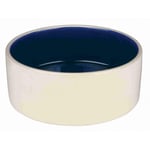 Trixie Dog Food/water Feeding Bowl, 1 L, Ceramic & Dishwasher Safe - Cream/blue