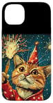 iPhone 14 Plus New Year Cheer with this Happy and Funny looking Cat Design Case