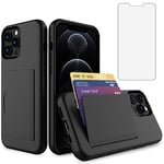 Asuwish Phone Case for iPhone 14 Pro Max 6.7 inch with Screen Protector Cover and Credit Card Holder Stand Hybrid Cell Accessories iPhone14promax 5G i Phone14Max Plus iPhone14 ProMax Women Men Black