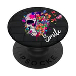 Smile Phone Grip Holder for Girls Cute Skull and Butterfly PopSockets Grip and Stand for Phones and Tablets PopSockets Adhesive PopGrip