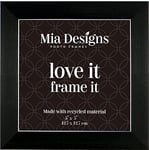 Mia Designs Picture Frame Black with Silver Lines 5x5 13x13 Cm Photo Frame for Desk, Wall and Table Top in Eco-friendly PS material Environmentally Friendly Freestanding Frame