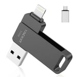 Cle USB 512 Go pour Apple Certifié Lightning,Vackiit Clé USB C Photo Stick USB 3.0 Flash Drive Stockage Externe Mémoria pour iPhone iPad Mac iOS Android PC avec MFI Lightning