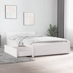 Lit adulte-90 x 200 cm, Cadre de lit avec tiroirs, Lit Simple blanc JKF925511 Maisonchic