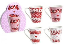 Valentines Love Mug Stoneware Drinking Mug With Hear Shaped Card Wrap Gift