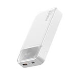 PROMATE 20000mAh Super-Slim Power Bank with Smart LED Display. 1x USB-A &amp; 1x USB-C Charging Ports. 1x USB-C Input Port. Auto-Voltage Regulation. Includes Built-in Kick Stand. White Colour.