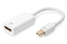 DIGITUS Adaptateur Mini DisplayPort Actif - Mini DP vers HDMI - HDMI 2.0 - Displayport 1.2 - UltraHD 4k - 0,2m - Blanc