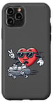 Coque pour iPhone 11 Pro Skateboard patineur coeur Saint-Valentin