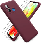 Coque Pour Xiaomi Redmi 12c/12 C/11a/Poco C55 + [2 Pièces] Verre Trempé Écran Protecteur, [Ultra Mince] Étui Souple De Silicone Tpu, Intérieur Microfibre, Housse Anti Rayures - Prune-Violette