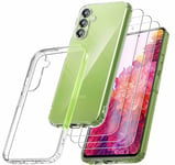 RKINC Coque pour Samsung Galaxy S23 FE 5G, avec 3 Films de Verre Trempé Armor, ne jaunissant jamais Norme Militaire, résistante aux Chocs et aux Rayures Coque de Protection Transparent