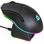 KLIM Blaze Pro - Souris Gamer sans Fil RGB Rechargeable avec Station de Charge - Nouveauté 2024 - Capteur Haute Précision avec Batterie Longue Durée -Jusqu'à 6000 DPI - Souris Filaire et sans Fil