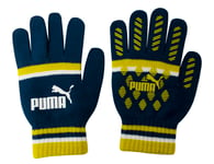 Puma Cat Magic Big Logo Winter Mens Gloves Teal Yellow 041678 02 - Blue Textile - Size Medium