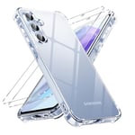 Vauki Coque pour Samsung Galaxy A55 5G avec 2 Pièces Verre Trempé, Transparente Mince Souple TPU Silicone Étui, Antichoc Anti-Rayures Bumper Housse Protection Case pour Samsung a55 6,5"