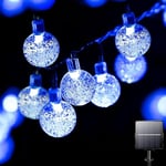 Bollengold Solar String Lights Outdoor 3M 30 LED Solar Lights with 8 Modes, Waterproof Crystal Globe Lights Decorative Solar Powered Patio Lights for Yard Party Garden (Blue)