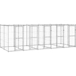 Chenil extérieur cage enclos parc animaux chien extérieur acier galvanisé avec toit 12,1 m²